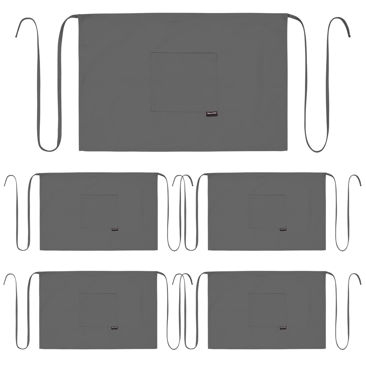 PALLTEX Amaya Unisex Cooking Apron Men Short Cooking Apron Women Short Apron Women Apron Men for Cooking Crafts Painting Baking, Grey - 5 pieces, One Size