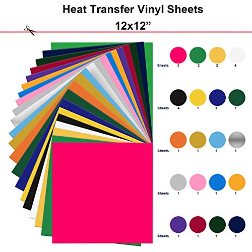 HTV Heat Transfer Vinyl Bundle 36 Pack 12" x 12" Iron on Vinyl Sheets