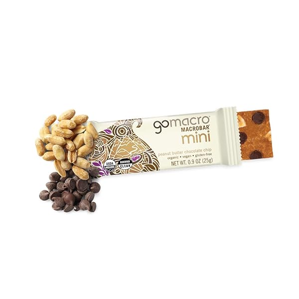 GOMACRO MACROBAR MINI ORGANIC VEGAN SNACK BARS – PEANUT BUTTER CHOCOLATE CHIP (0.90 OUNCE BARS, 24 COUNT)