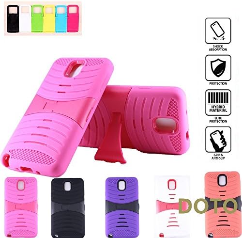 Note 3 Case,Galaxy Note 3 Case [HEAVY DUTY]2 Layers Hybrid Soft Silicone+Hard Plastic anti-skid Shockproof Drop Resistance Protective Case Cover with Kickstand for Samsung Galaxy Note 3 (Rose Pink)