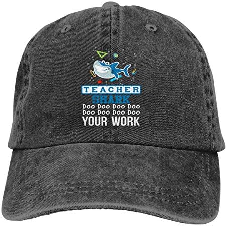 Baseball Caps/Hat Trucker Cap Teacher Shark Doo Doo Doo Your Work Washed Denim Hat Unisex Dad Baseball Cap
