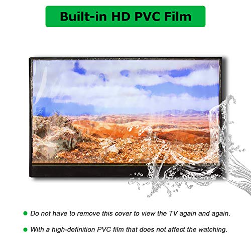 Outdoor TV Cover 60-65 Inch, IC ICLOVER Upgraded 600D Heavy Duty 4 Season Weatherproof Television Protector with Built-in Clear Front Film & Full Covered Bottom for LED, LCD, Plasma TV Screens