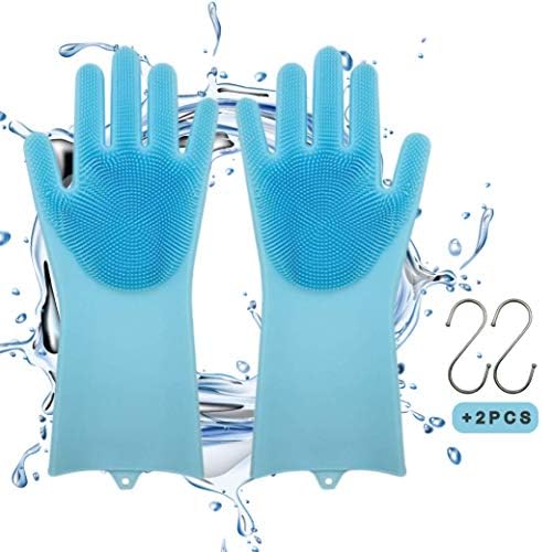 Magic Silicone Dishwashing Glove With Wash Scrubber – Reusable Rubber Sponge Scrub Brush Gloves For Cleaning Dishes Car Pet Golden Potato Kitchen Pals