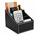 I-MART PU Leather Remote Control Holder Organizer with 3 Compartments, Stylish TV Remote Holder Caddy for Desk Nightstand Coffee Table and Media Accessory Storage (Black)