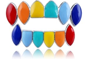 TOPGRILLZ Vampire Teeth Grillz for Men and Women – 14K Gold Plated Colorful Fangs Grills for Your Teeth, Grillz Teeth Men Hip Hop Costume Jewelry Accessories