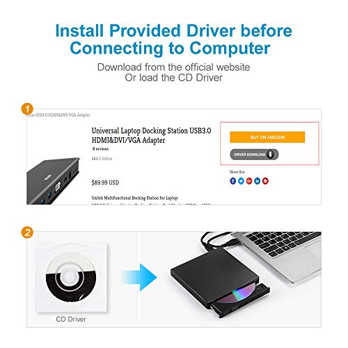 image for UNITEK USB 3.0 Universal Laptop Docking Station, Dual Monitor HDMI and