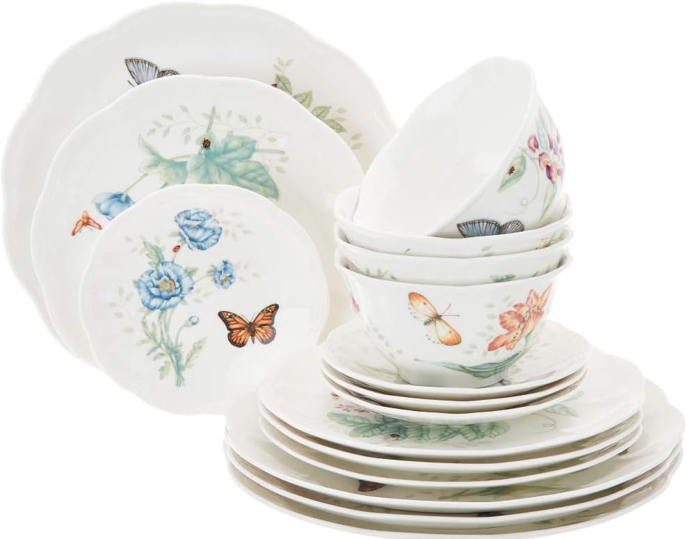 Lenox Butterfly Meadow 16 Pc Dinnerware Set 4 Dinner 4 Salad Accent 4 bowls 4 Party Snack plates New in box