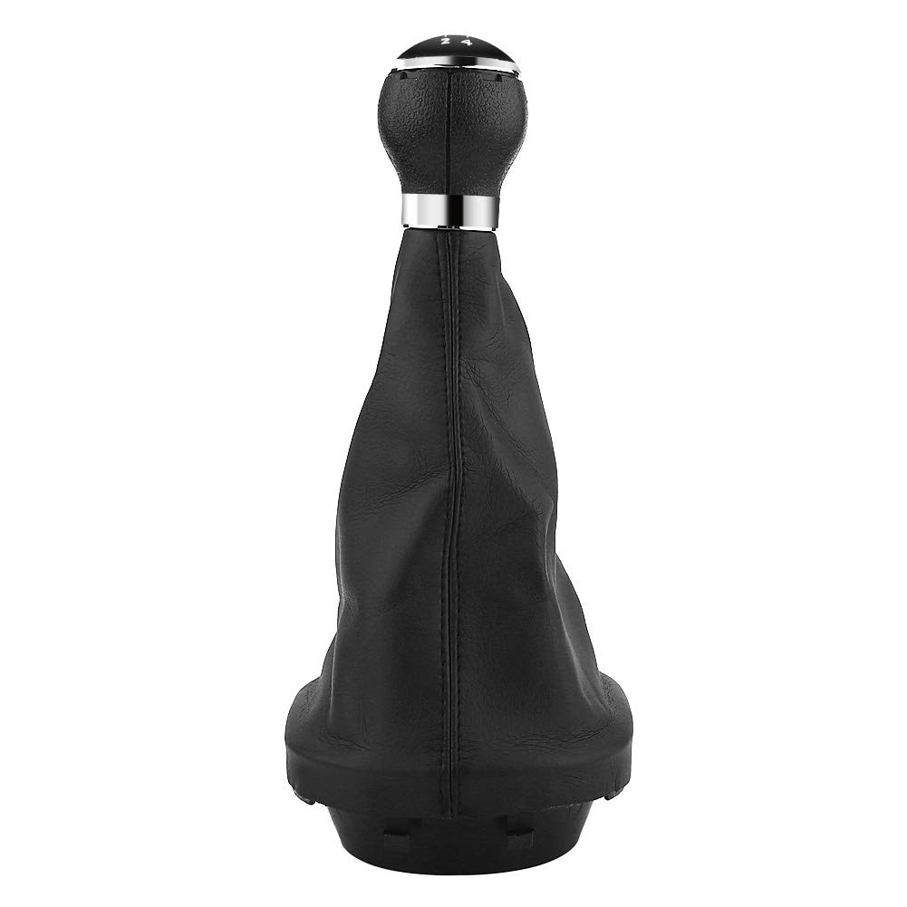 Keenso Manual Gear Shift Knob 5 Speed Black Leather Gear Shift Knob Kit Gaiter Boot Cover Dust-Proof Gear Stick Cover Replacement Protector for 2003-2010 II 2 MK2