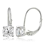 Sterling Silver Cubic Zirconia 6mm Round Leverback Earrings