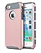 ULAK iPhone SE Case, iPhone 5S Case, iPhone 5 Case,Slim Fit Dual Layer Protection Case Shock Absorbing Hard Rugged Ultra Protective Back Rubber Cover with Impact Protection (Rose Gold + Grey)