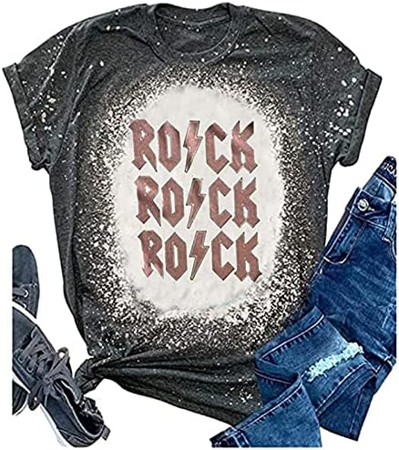 Rock Retro Band Bleached T-Shirt Women 