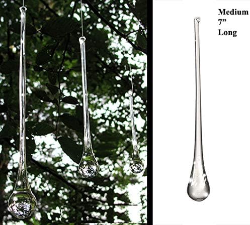 Christmas Ornament Set of 6 | Solid Glass Teardrop Icicles (7" - Medium)