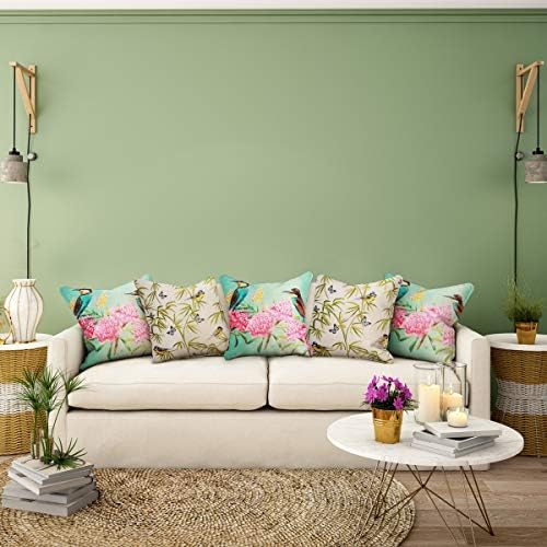 OKAH Set of 5 Multi Color Digital-Print Standard 16 x 16 inch Abstract Cushion Cover