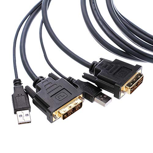 Runshuangyu 2-Port USB DVI Cable KVM Switcher with USB2.0 Hub Built-in Cable KVM Switch, PC Mouse Keyboard DVI-D Monitor Extender Box for Apple, MAC Linux,Windows X - Thumbnail 4