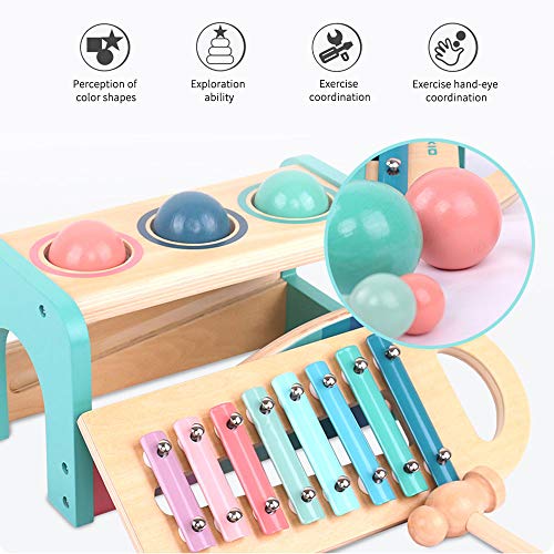 Arkmiido Pound A Ball Toy with Slide Out Xylophone Wooden Educational