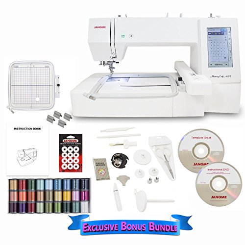 Janome Memory Craft 400E Embroidery Machine with Exclusive Bonus Bundle