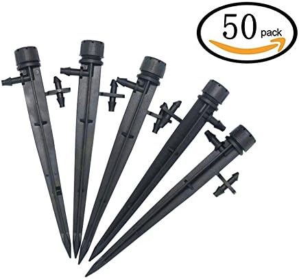 Apoulin Drip Emitters - 50Pcs Adjustable 360 Degree 8 Holes Water Flow Drip Irrigation System for Flower Beds Gardens