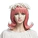 YOPO Wig, Short Wavy Pink Wigs for Women, 16'' Cosplay Medium Length Wig(Pink)