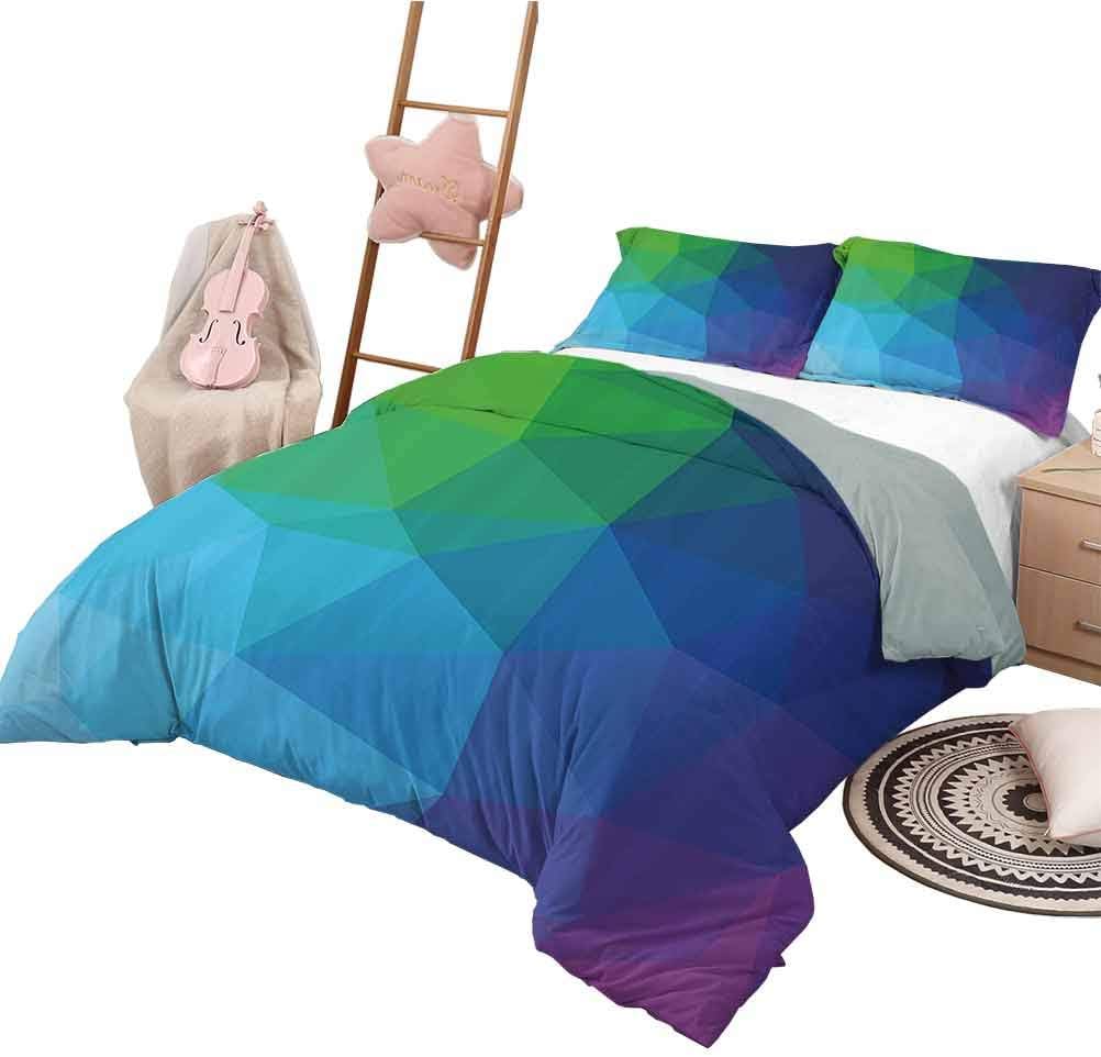 HouseLook Duvet Cover Modern Decor Girls Duvet Cover Set Geometric Rainbow Colored Ombre Design with Triangles Squares Like Image Art Full Size Multicolor