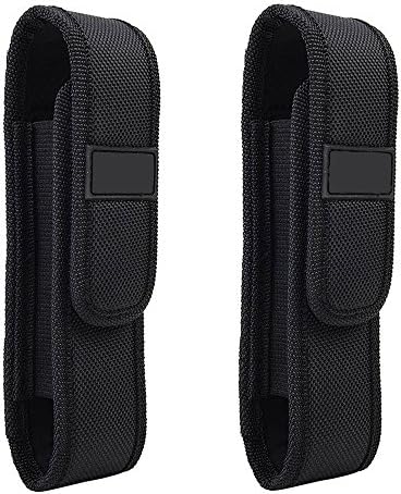 2Pcs Black Nylon Flashlight Holder Holster Case Belt Pouch for LED Torch Flashlight for 5"-7" Flashlights