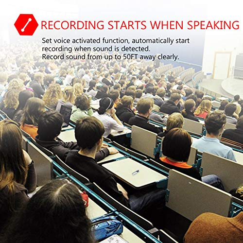 Digital Voice Recorder, 8GB 1536 Kbps Voice Recorder with MP3 Player, 64GB TF Card Extend Voice Activated Recorder with Rechargeable, Password Protection, A-B Repeat for Meetings, Lectures, Interviews - Thumbnail 3