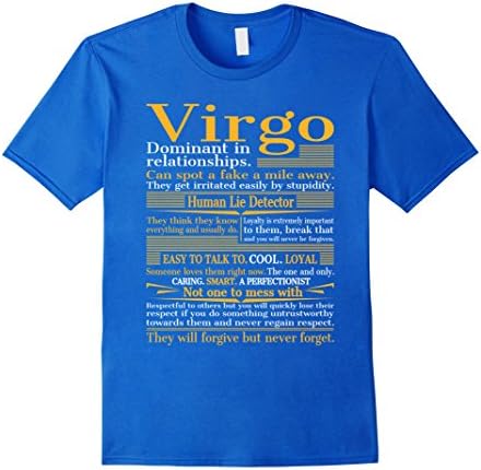 Mens Great Virgo T-shirt Small Royal Blue