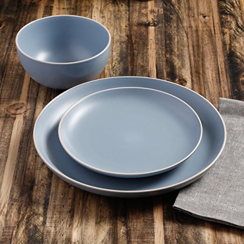 image for Gibson Home Rockaway 12-Piece Dinnerware Set Service for 4, Blue Matte