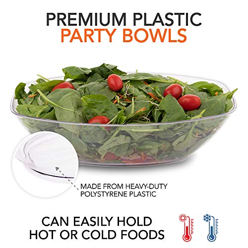 64 Oz. Clear Plastic Serving Bowls (5 Pack) Oval Disposable Serving