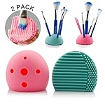 IBEET Cleaning Makeup Brush Egg Cleaner Holder Silicone Washing Brush Scrubber Board Cosmetic Clean Tools, 2 PCS