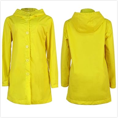 Nongcr Long Adult Yellow Button Rain Jacket Coats With Hood Coraline Doll Costume Outdoor Cover Rainwear Xx Large At Amazon Women S Clothing Store