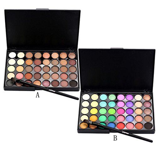 Fabal Cosmetic Matte Eyeshadow Cream Makeup Palette Shimmer Set 40 Color+ Brush Set (B)