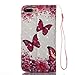 iPhone 7 Plus Case,iPhone 8 Plus Case,Magnetic Wallet Case Lightweight [Kickstand] Flip Folio Skin Cover Built In Credit Card Slot Protective Carrying Case with Strap for Apple iPhone 7 Plus-Butterfly