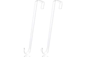 OSGOW 2 Pack Clear Wreath Hanger, 12'' for Front Door, Indoor or Outdoor Hook, Over The Door Hanger, Garland Holder for Halloween Christmas Decorations