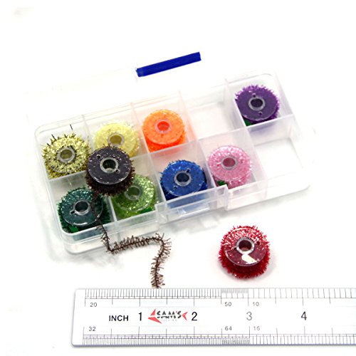 SAMSFX Ice Chenille Fly Tying Materials Flash Cactus Chenille Line Specific Colors for Fly Flies (10 Colors Chenille with Box)