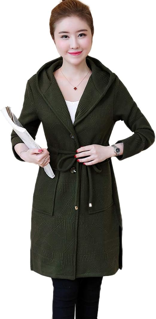 Amazon ロング ニット カーディガン レディース アウター 無地 体形カバー カジュアル 可愛い ポケット フード付き カーディガン コート 大きいサイズ L 5xl カーディガン ボレロ 通販