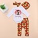 Thanksgiving Outfit Newborn Baby Boy Girl Letter Print Romper Turkey Print Pant Hat Headband 4pcs Clothes Set(0-3 Months, White)