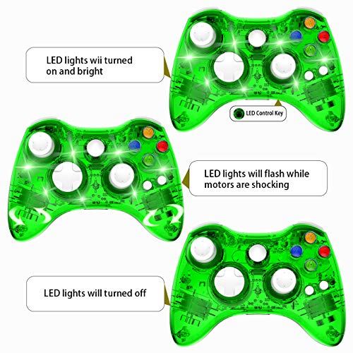 Wireless for Xbox 360 Controller Console Double Motor Vibration Wireless Gamepad Gaming Joypad (Green)