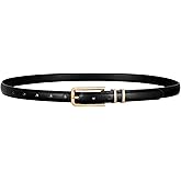 VONMELLI Women Skinny Leather Belt Thin Waist Belt for Women Jeans Dress Fashion Ladies Belt with Gold Buckle