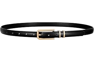 VONMELLI Women Skinny Leather Belt Thin Waist Belt for Women Jeans Dress Fashion Ladies Belt with Gold Buckle
