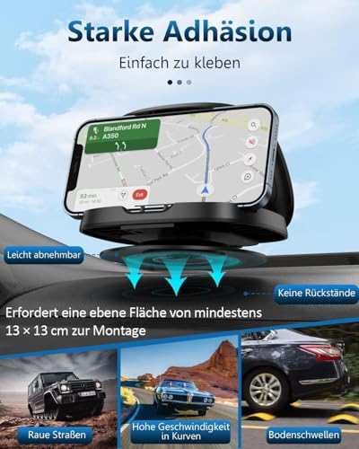 Mobile Phone Holder Car, 360° Rotatable Mobile Phone Holder Car, Dashboard Car Mobile Phone Holder with Adhesive Base, Car Mobile Phone Holder for iPhone 17/16/15/14/13/Pro Max/XS/XR, Samsung Galaxy Smartphones