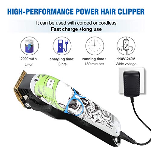 Professional Electric Cordless Hair Clipper for Kids/Men Hair Cutting Kit Set Mens Hair Trimmer Beard Trimmer Hair Cutting & Grooming Kit Rechargeable with Guide Combs Home Barber