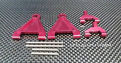 GPM Kyosho Mini Inferno Upgrade Parts Aluminum Battery Holder With Pins & E-Clips & Aluminum Mounts - 1Pr Set Red