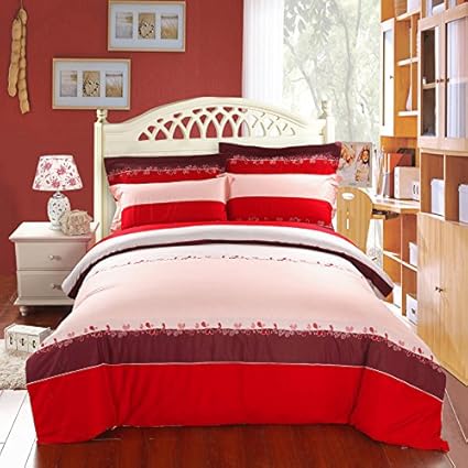 Amazon Com Thefit Home Textile I Pink Red 1 Family Set