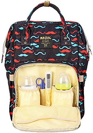 Loodial Diaper Bag Multi-Function Waterproof Travel Backpack Nappy Bags for Baby Care,Durable, (Beard party - black)