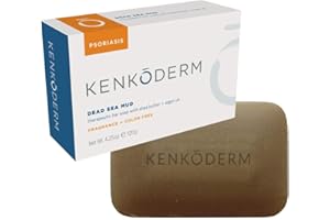 Kenkoderm Psoriasis Dead Sea Mud Soap with Argan Oil & Shea Butter, 4.25 oz, 1 Bar, Dermatologist Developed Skin Care for Soothing & Moisturizing Psoriasis Eczema & Rosacea, Fragrance & Color Free