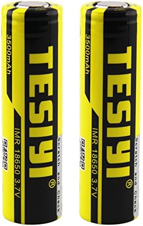 TESIYI 2PCS 18650 3500mAh Battery 30A 3.7V Protected High Drain Rechargeable Li-ion Batteries, Flat Top