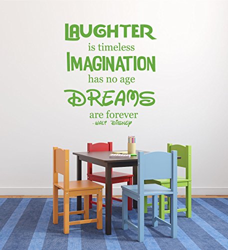 Wall Art Decals Quotes – Laughter is Timeless, Imagination Has No Age, and Dreams Are Forever – Disney Wall Decals For the Playroom or Nursery, Child Room Decor, Disney Wall Art