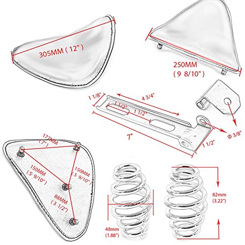 Alpha Rider Motorcycle Solo Seat Retro Flame Leather Slim 3" Spring Mounting Bracket for Cruiser Bobber Chopper Harley Honda Yamaha Suzuki Kawasaki - Thumbnail 5