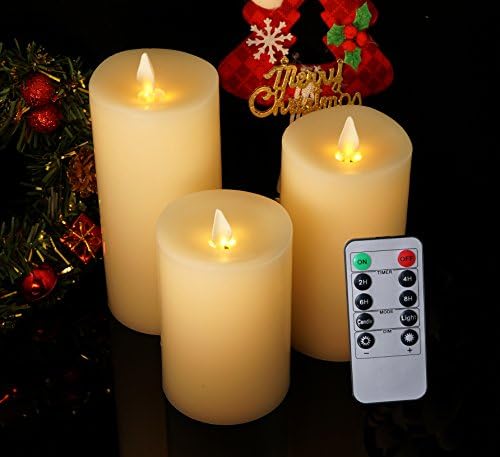 Singsico LED Flameless Candles Pillar 5'' 6'' 7'' Real Wax Electronics Candles Flickering With Remote Timer For Home Décor, 3 Pack