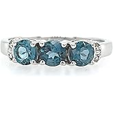 London Blue Topaz Engagement Ring, 1ct Sky Blue Topaz & Diamond 925 Sterling Silver, Sizes 6-9 by Natural Rocks by Kala